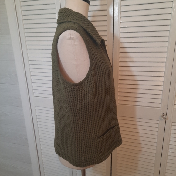 Cabelas army green cotton waffle textured cotton vest sz large - Picture 4 of 4